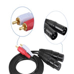 Cabo de Áudio Balanceado 2RCA para 2XLR Canon para Colunas, 0,5m, 1m, 1,5m, 3m