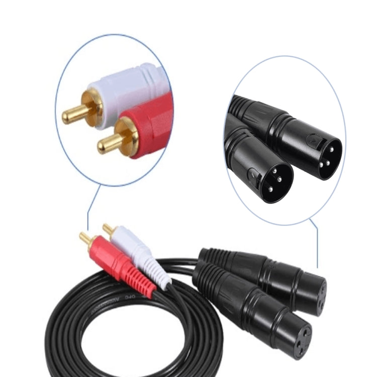 Cabo de Áudio Balanceado 2RCA para 2XLR Canon para Colunas, 0,5m, 1m, 1,5m, 3m