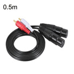 Cabo de Áudio Balanceado 2RCA para 2XLR Canon para Colunas, 0,5m, 1m, 1,5m, 3m