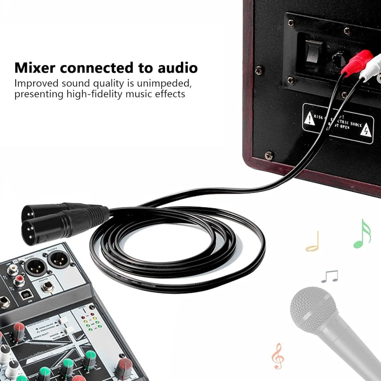 Cabo de Áudio Balanceado 2RCA para 2XLR Canon para Colunas, 0,5m, 1m, 1,5m, 3m