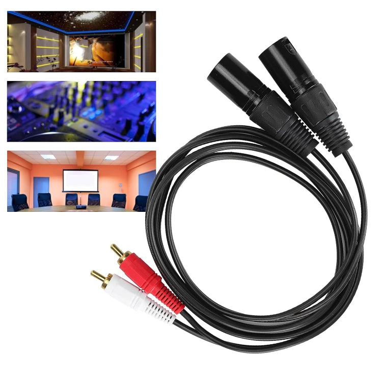 Cabo de Áudio Balanceado 2RCA para 2XLR Canon para Colunas, 0,5m, 1m, 1,5m, 3m