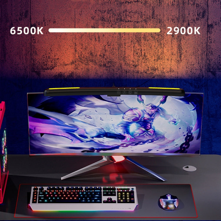 Lâmpada de Secretária para Computador com Ecrã Curvo Suspenso Luz de Secretária para Computador, Curvo Sem Luz de Fundo RGB, Curvo Com Luz de Fundo RGB