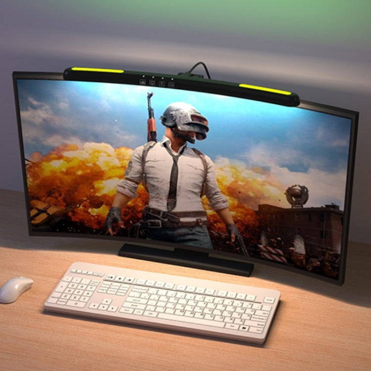Lâmpada de Secretária para Computador com Ecrã Curvo Suspenso Luz de Secretária para Computador, Curvo Sem Luz de Fundo RGB, Curvo Com Luz de Fundo RGB