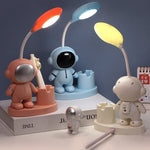T509 Lâmpada de Secretária com Suporte para Canetas Astronauta com Função de Apontador de Lápis, T509 Branco, T509 Rosa, T509 Azul