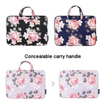 Mala para Portátil H40-B01 com Padrão de Rosa Branca, Bolsa Forrada para Computador com Alça, 12 Polegadas, 13 Polegadas, 14 Polegadas, 15 Polegadas