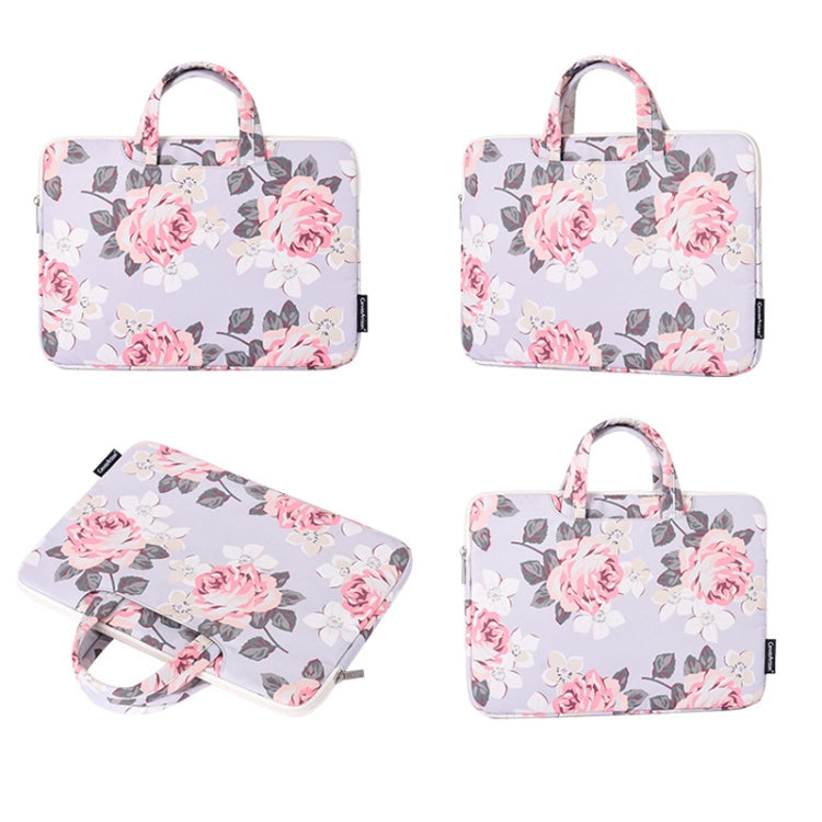 Mala para Portátil H40-B01 com Padrão de Rosa Branca, Bolsa Forrada para Computador com Alça, 12 Polegadas, 13 Polegadas, 14 Polegadas, 15 Polegadas