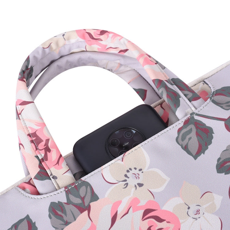 Mala para Portátil H40-B01 com Padrão de Rosa Branca, Bolsa Forrada para Computador com Alça, 12 Polegadas, 13 Polegadas, 14 Polegadas, 15 Polegadas