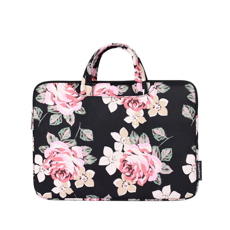 Mala para Portátil H40-B01 com Padrão de Rosa Branca, Bolsa Forrada para Computador com Alça, 12 Polegadas, 13 Polegadas, 14 Polegadas, 15 Polegadas