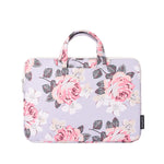Mala para Portátil H40-B01 com Padrão de Rosa Branca, Bolsa Forrada para Computador com Alça, 12 Polegadas, 13 Polegadas, 14 Polegadas, 15 Polegadas