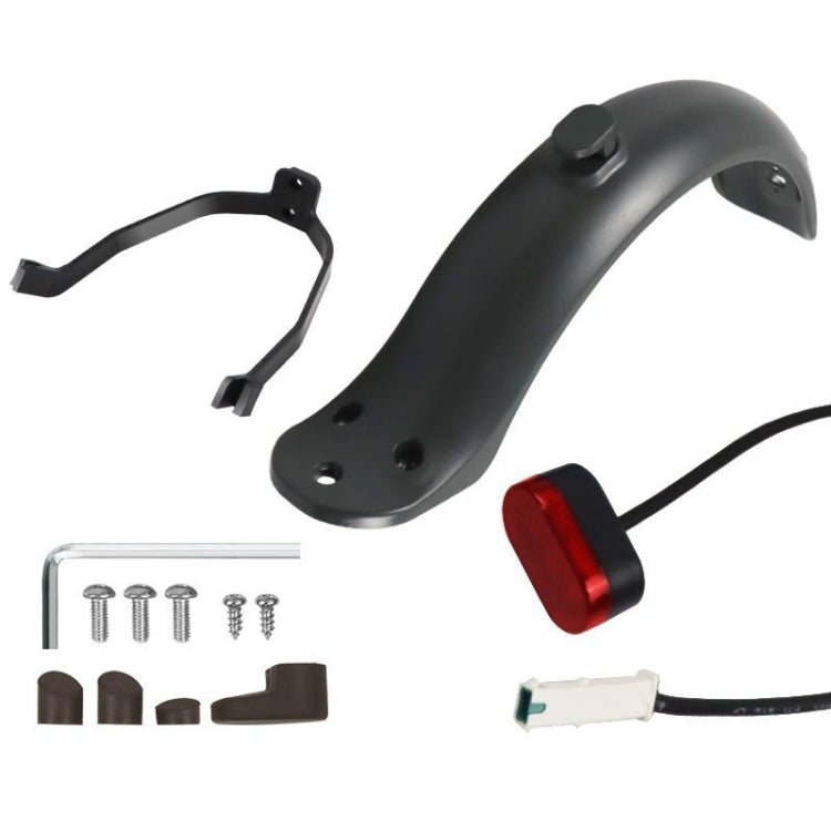 Para acessórios para trotinetes elétricas Xiaomi M365, guarda-lamas+suporte+lanterna traseira, preto com chave, preto sem chave