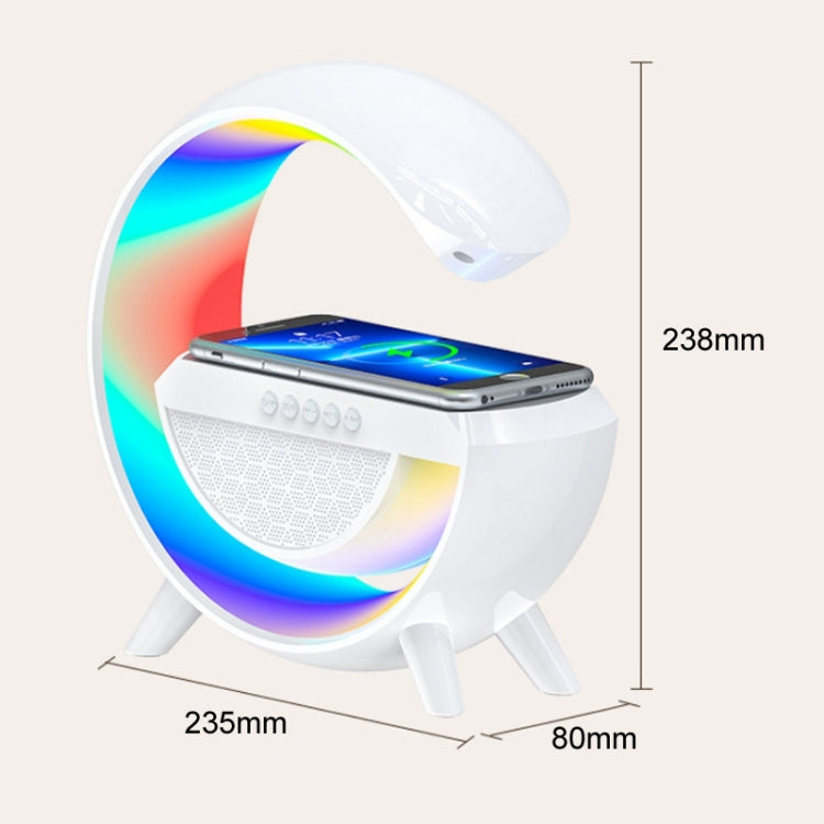 Coluna Bluetooth com Luz Ambiente e Carregamento Sem Fios Inteligente, DH001 (Branco)