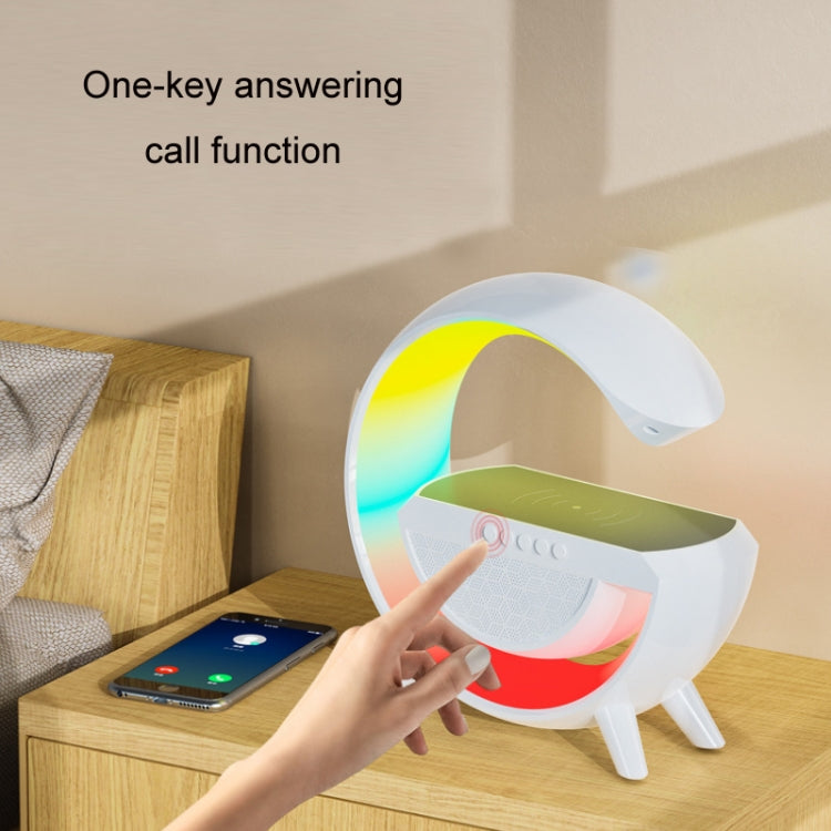 Coluna Bluetooth com Luz Ambiente e Carregamento Sem Fios Inteligente, DH001 (Branco)