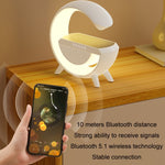 Coluna Bluetooth com Luz Ambiente e Carregamento Sem Fios Inteligente, DH001 (Branco)