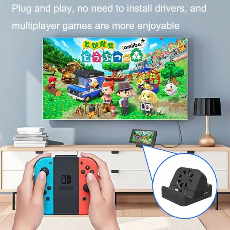 Para Nintendo Switch / Switch OLED SW300 Conversor de Vídeo HDMI com Ventoinha de Arrefecimento Base Carregadora, Base Carregadora com Ventoinha de Arrefecimento