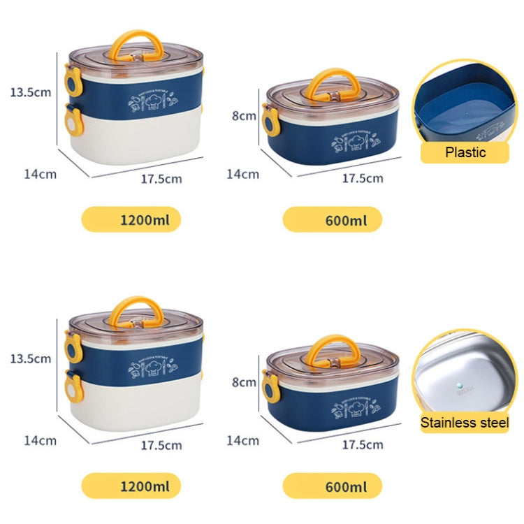 Marmita Oval Portátil de Grande Capacidade com Divisórias para Escritório, Isolada, 600ml (Aço Azul), 600ml (Aço Amarelo), 600ml (Aço Roxo), 1,2L (Aço Amarelo), 1,2L (Aço Roxo), 600ml (Plástico Azul), 600ml (Plástico Amarelo)