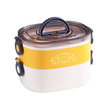 Marmita Oval Portátil de Grande Capacidade com Divisórias para Escritório, Isolada, 600ml (Aço Azul), 600ml (Aço Amarelo), 600ml (Aço Roxo), 1,2L (Aço Amarelo), 1,2L (Aço Roxo), 600ml (Plástico Azul), 600ml (Plástico Amarelo)