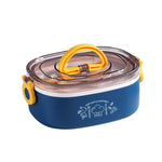 Marmita Oval Portátil de Grande Capacidade com Divisórias para Escritório, Isolada, 600ml (Aço Azul), 600ml (Aço Amarelo), 600ml (Aço Roxo), 1,2L (Aço Amarelo), 1,2L (Aço Roxo), 600ml (Plástico Azul), 600ml (Plástico Amarelo)