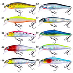 HENGJIA MI160 Isca falsa flutuante Minno de água 8,8cm 9g, 1, 2, 3, 4, 5, 6, 7, 8, 9, 10, 10 cores, caixa com 10 cores