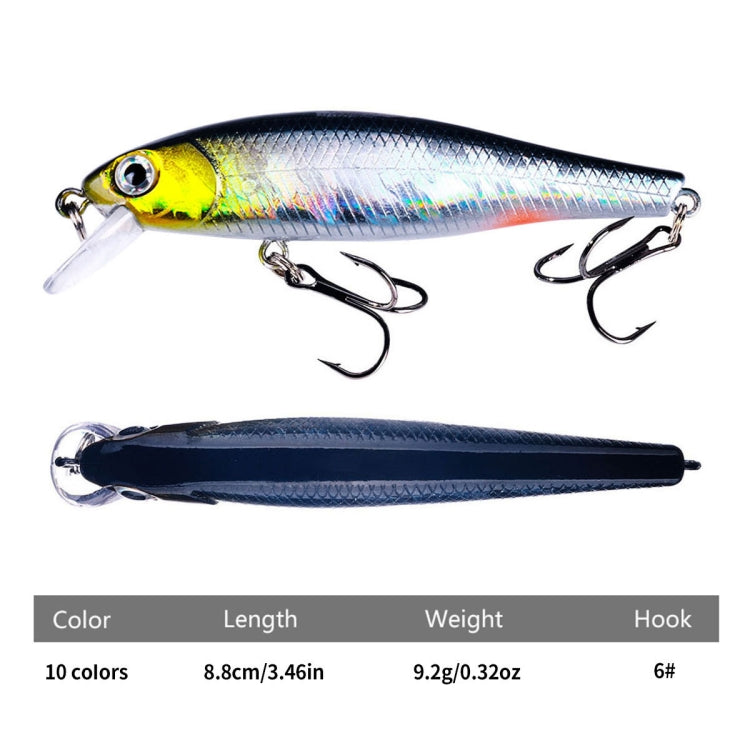 HENGJIA MI160 Isca falsa flutuante Minno de água 8,8cm 9g, 1, 2, 3, 4, 5, 6, 7, 8, 9, 10, 10 cores, caixa com 10 cores