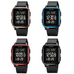 Relógio Digital Quadrado à Prova de Água SKMEI 1858 com Dupla Exibição LED Luminoso, 1858 Vermelho, 1858 Azul, 1858 Preto, 1858 Ouro Rosa