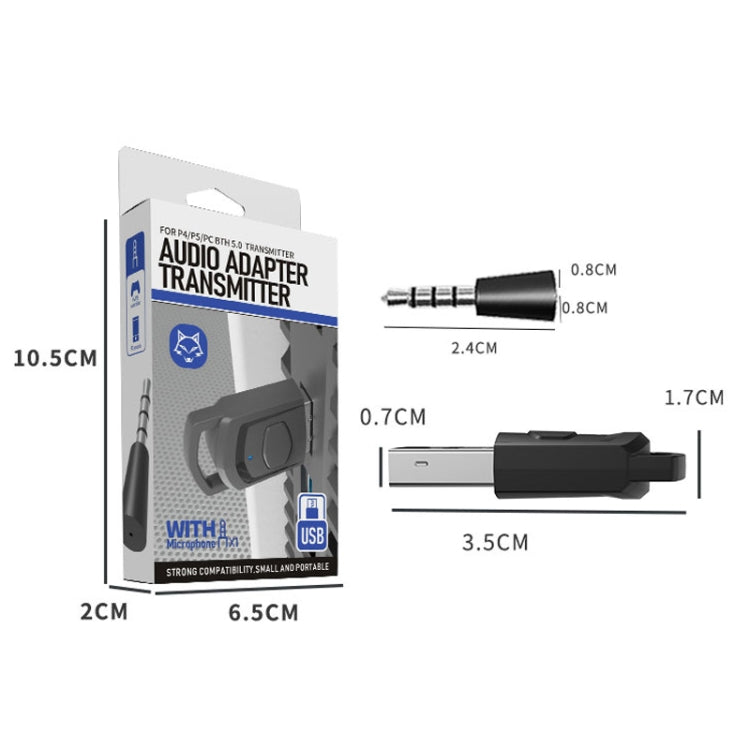 Para PS4 / PS5 / PC HS-PS5101 Adaptador Bluetooth 5.0 Receptor de Áudio Transmissor de Auscultadores Sem Fios, Transmissor de Auscultadores
