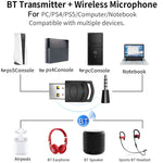 Para PS4 / PS5 / PC HS-PS5101 Adaptador Bluetooth 5.0 Receptor de Áudio Transmissor de Auscultadores Sem Fios, Transmissor de Auscultadores