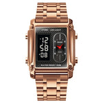 SKMEI 1868 Square Double Display Waterproof Men Watch, Style:, Steel Belt (Black), Leather Belt (Black), Steel Belt (Rose Gold), Leather Belt (Rose Gold), Steel Belt (Gold), Leather Belt (Gold), Steel Belt (Silver), Leather Belt (Silver)