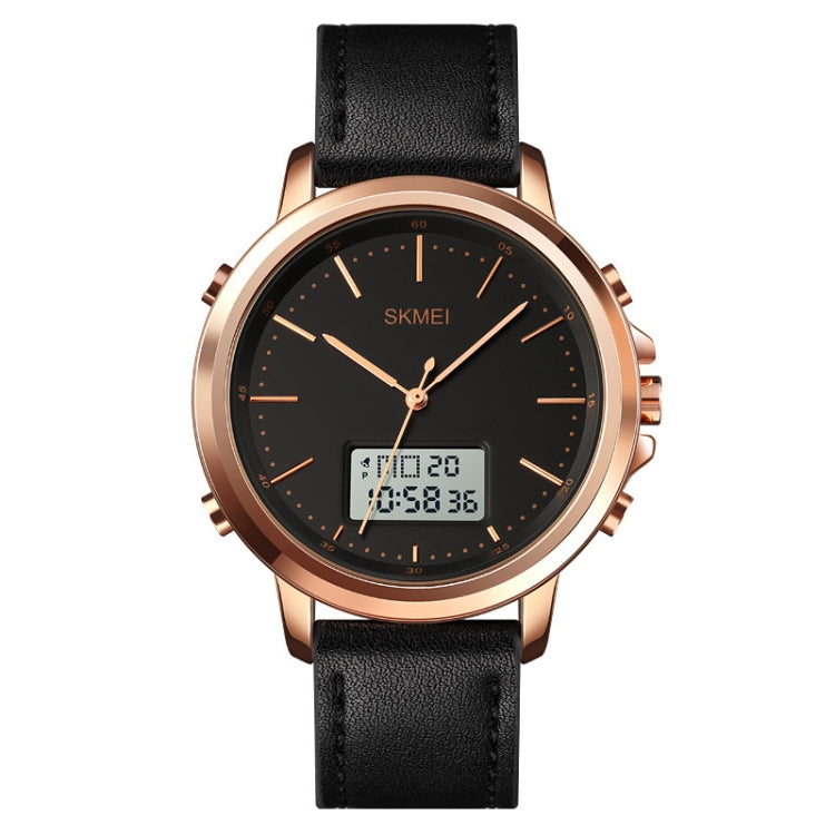 Relógio Masculino SKMEI 1652 de Movimento Duplo Desportivo em Couro e Liga, Caixa Ouro Rosa Máquina Branca, Caixa Ouro Rosa Máquina Preta, Caixa Ouro Máquina Preta, Caixa Preta Máquina Preta, Caixa Prateada Máquina Branca, Caixa Prateada Máquina Preta