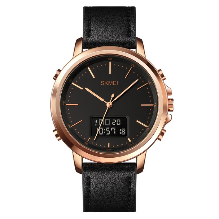Relógio Masculino SKMEI 1652 de Movimento Duplo Desportivo em Couro e Liga, Caixa Ouro Rosa Máquina Branca, Caixa Ouro Rosa Máquina Preta, Caixa Ouro Máquina Preta, Caixa Preta Máquina Preta, Caixa Prateada Máquina Branca, Caixa Prateada Máquina Preta
