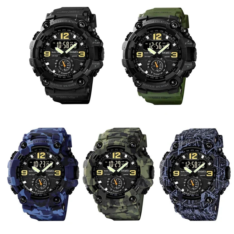 Relógio Masculino SKMEI 1637 Desportivo com Mostrador Grande, Digital, Exterior, Plástico Amortecedor, Preto, Verde Exército, Camuflado Azul, Camuflado Verde Exército, Cinzento Preto