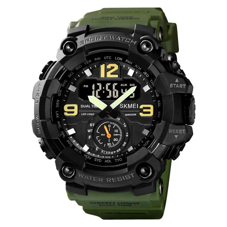 Relógio Masculino SKMEI 1637 Desportivo com Mostrador Grande, Digital, Exterior, Plástico Amortecedor, Preto, Verde Exército, Camuflado Azul, Camuflado Verde Exército, Cinzento Preto