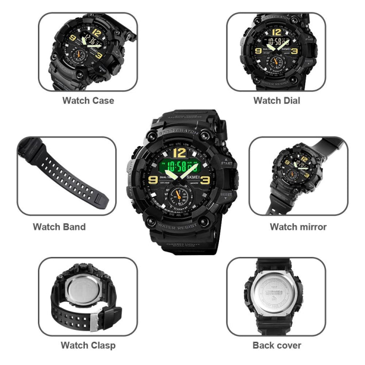 Relógio Masculino SKMEI 1637 Desportivo com Mostrador Grande, Digital, Exterior, Plástico Amortecedor, Preto, Verde Exército, Camuflado Azul, Camuflado Verde Exército, Cinzento Preto