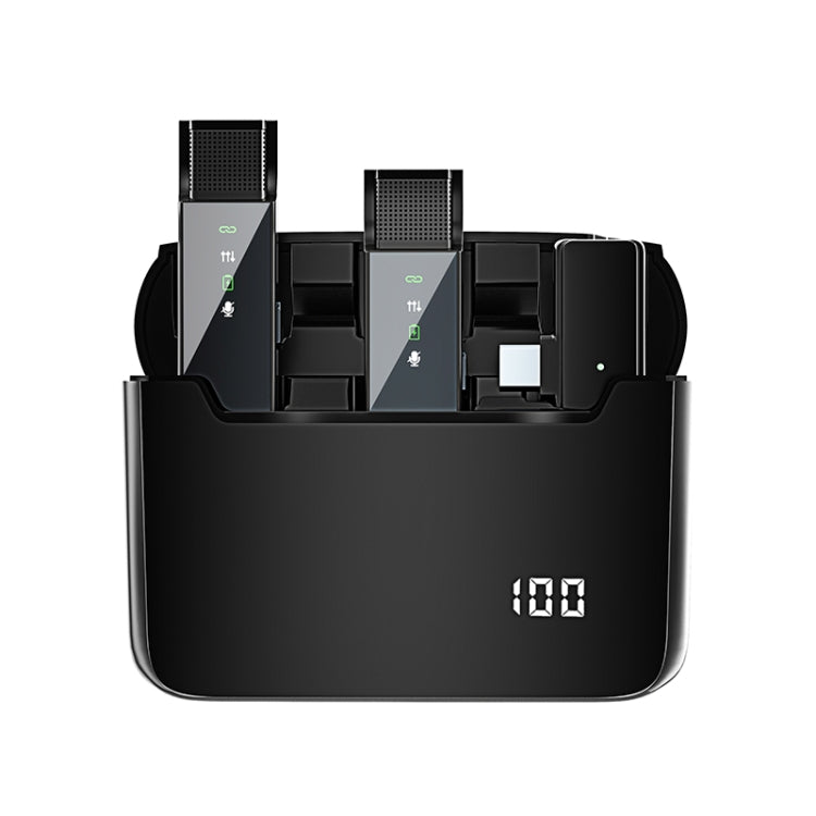 Microfone Lavalier Digital Sem Fios com Compartimento de Carregamento, Especificações:, S16-S Um para Dois Preto Interface USB-C/Type-C, S16-S Um para Dois Preto Interface de 8 Pinos