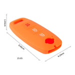 For 2023 Nissan Altima 2pcs Three-Button Key Silicone Protective Case, Black, Red, Rose Red, Pink, Blue, Apple Green, Orange, Sea Blue, Purple, Luminous Blue, Luminous Green, White