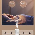 Humidificador de 3000ml com Dupla Bocal, Temporizador, Ecrã Digital e Luz Ambiente Colorida