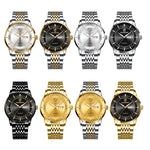 Relógio de quartzo luminoso impermeável BINBOND B2077 30M com fecho borboleta e bracelete de aço para homem