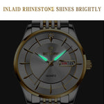 Relógio de quartzo luminoso impermeável BINBOND B2077 30M com fecho borboleta e bracelete de aço para homem
