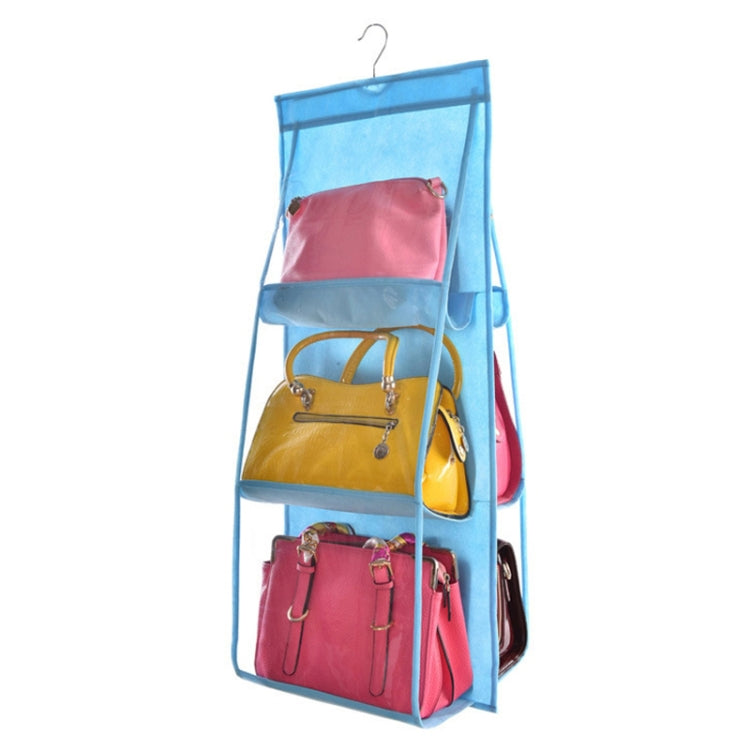 B05005 Double Sided 6 Pocket Hanging Bag Non-woven Fabric Hanging Handbag Organizer, B05005 Purple, B05005 Black, B05005 Grey, B05005 Rose Red, B05005 Green, B05005 Blue