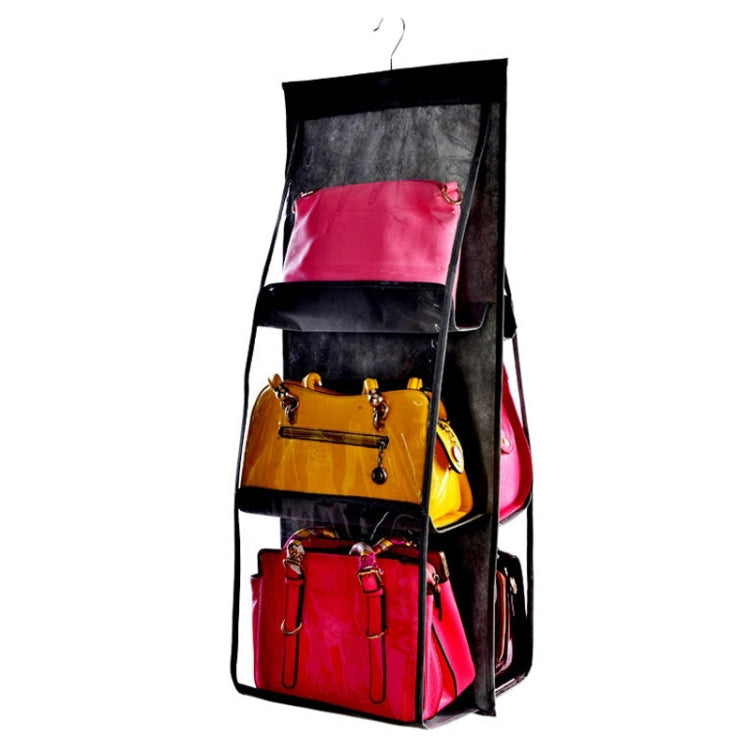 B05005 Double Sided 6 Pocket Hanging Bag Non-woven Fabric Hanging Handbag Organizer, B05005 Purple, B05005 Black, B05005 Grey, B05005 Rose Red, B05005 Green, B05005 Blue