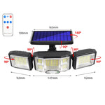 Luz de Parede Solar com Controlo Remoto, Projetor LED com Sensor de Tripla Rotação, 192LED Integrado, 192COB Integrado, 192LED Dividido, 192COB Dividido