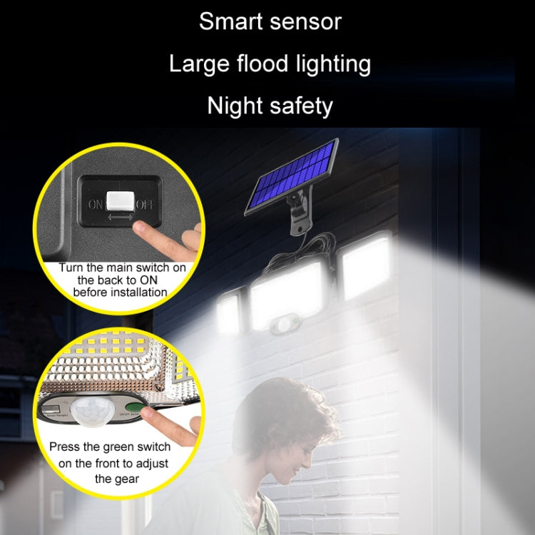 Luz de Parede Solar com Controlo Remoto, Projetor LED com Sensor de Tripla Rotação, 192LED Integrado, 192COB Integrado, 192LED Dividido, 192COB Dividido