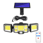 Luz de Parede Solar com Controlo Remoto, Projetor LED com Sensor de Tripla Rotação, 192LED Integrado, 192COB Integrado, 192LED Dividido, 192COB Dividido