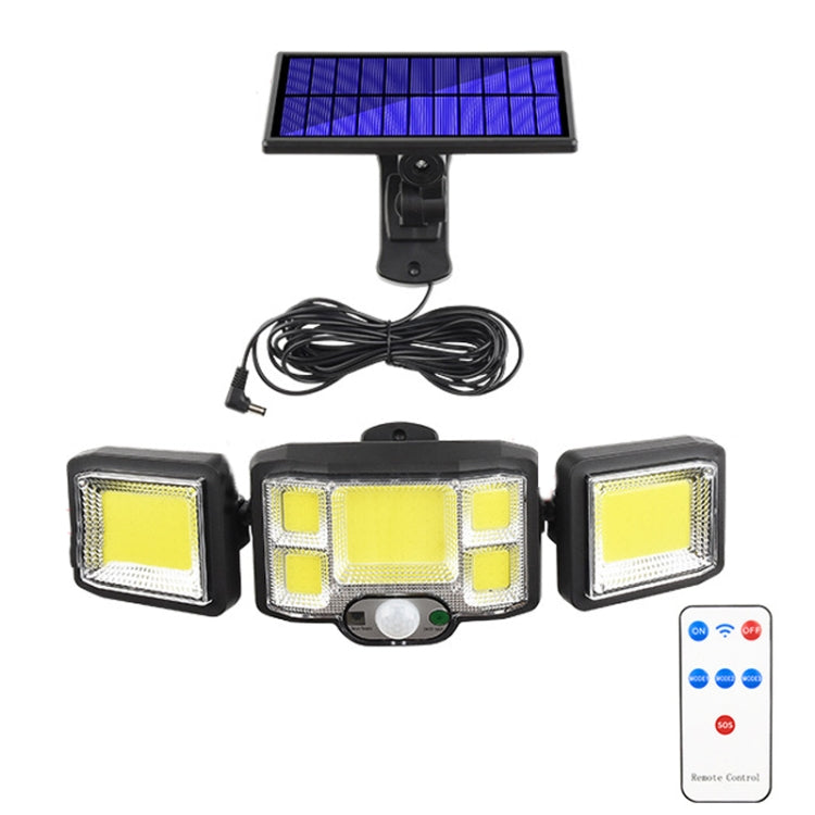 Luz de Parede Solar com Controlo Remoto, Projetor LED com Sensor de Tripla Rotação, 192LED Integrado, 192COB Integrado, 192LED Dividido, 192COB Dividido