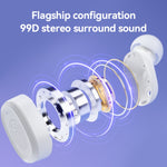 Auriculares Bluetooth Estéreo Sem Fios com Caixa de Carregamento, Estilo:, BY18 Ecrã Digital Branco