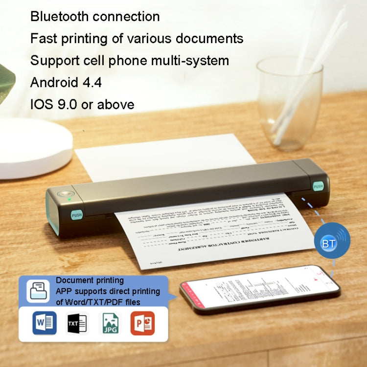 Impressora térmica portátil sem fios Bluetooth M08F, Versão A4 Preto Verde, Versão A4 Preto, Versão A4 Branco, Versão A4 Branco Laranja, Versão A4 Verde, Versão A4 Rosa, Versão A4 Cinzento, Versão A4 Prateado, Versão Carta Preto Verde