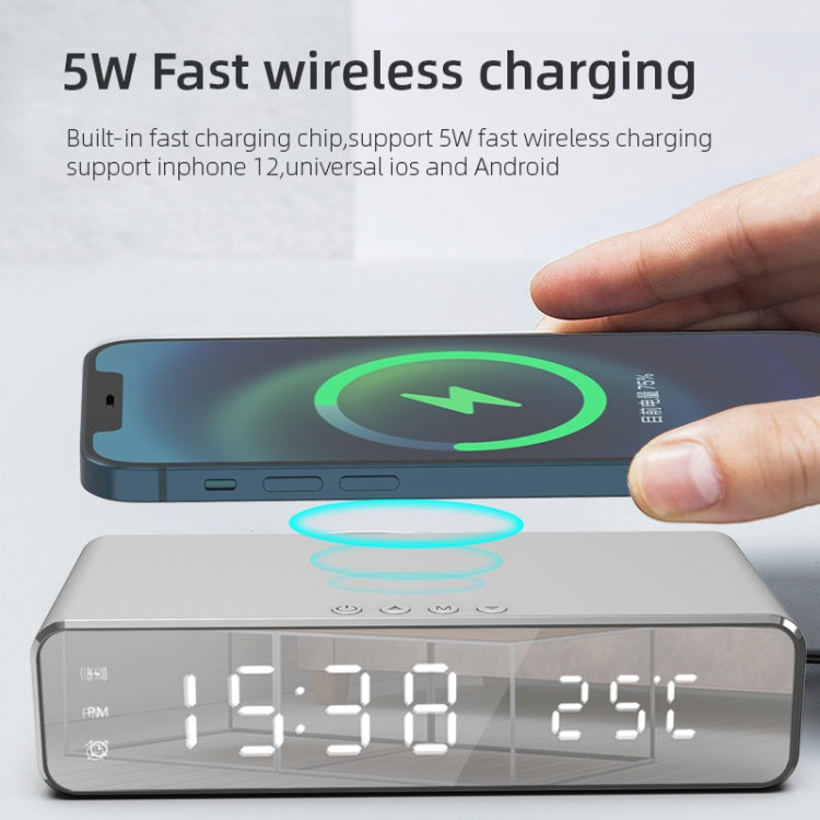 W258 com Relógio / Exibição de Temperatura Telefone de Secretária / Carregamento Sem Fios para Auriculares, W258 5W (Prateado), W258 5W (Preto)