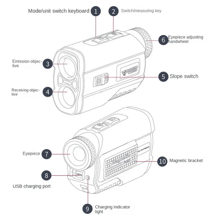 PGM JQ015 Medidor de Distância a Laser para Golfe IP54 à Prova de Água, Distância de Medição: 400m, Distância de Medição: 600m (Branco)