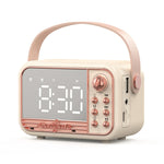 Coluna Bluetooth Retro de Mesa com Relógio Despertador Portátil de Mão S11, S11 (Bege), S11 (Rosa)