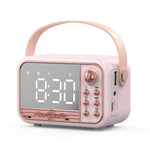 Coluna Bluetooth Retro de Mesa com Relógio Despertador Portátil de Mão S11, S11 (Bege), S11 (Rosa)