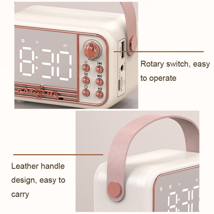 Coluna Bluetooth Retro de Mesa com Relógio Despertador Portátil de Mão S11, S11 (Bege), S11 (Rosa)